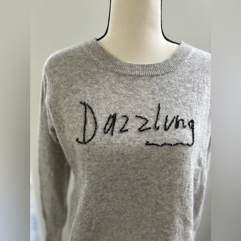 J.Crew Dazzling Embellished Sweater Grey Crewneck XS